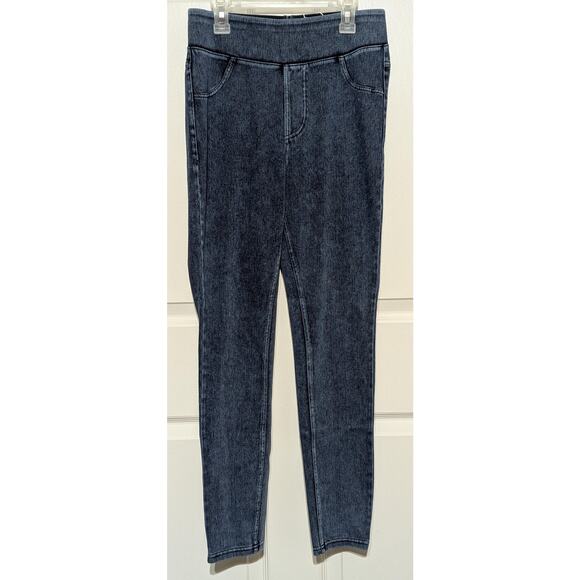 Halara Leggings Womens Medium Blue Denim Back Pockets High Rise Stretch Pants - Picture 5 of 9